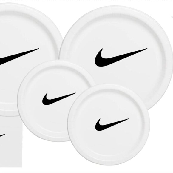 White w/ Black | Sw00sh Basketball Plates | Birthday Party Paper Plates | 60 Pcs - Picture 3 of 6